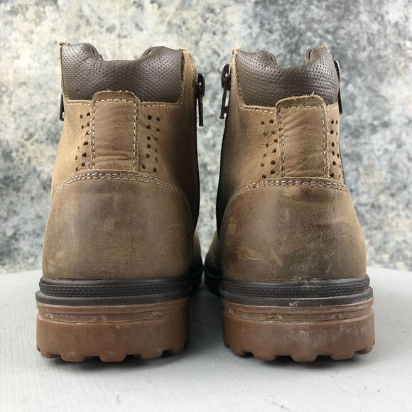 Freeway Easywear Women's Size EUR 37 Queen4 Brown Leather Combat Zip Ankle Boots - Picture 9 of 16